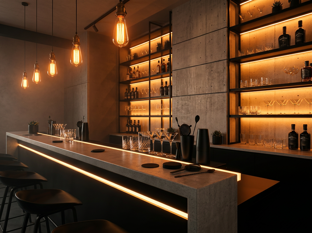 Restaurace osvětlená pomocí teplé bílé barvy Amber 1700 K