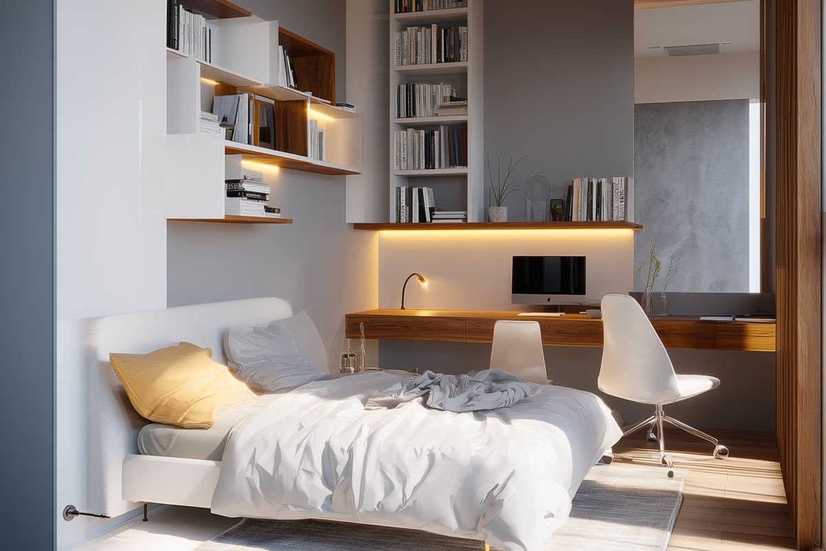 Pracovní stůl osvětlený LED páskem