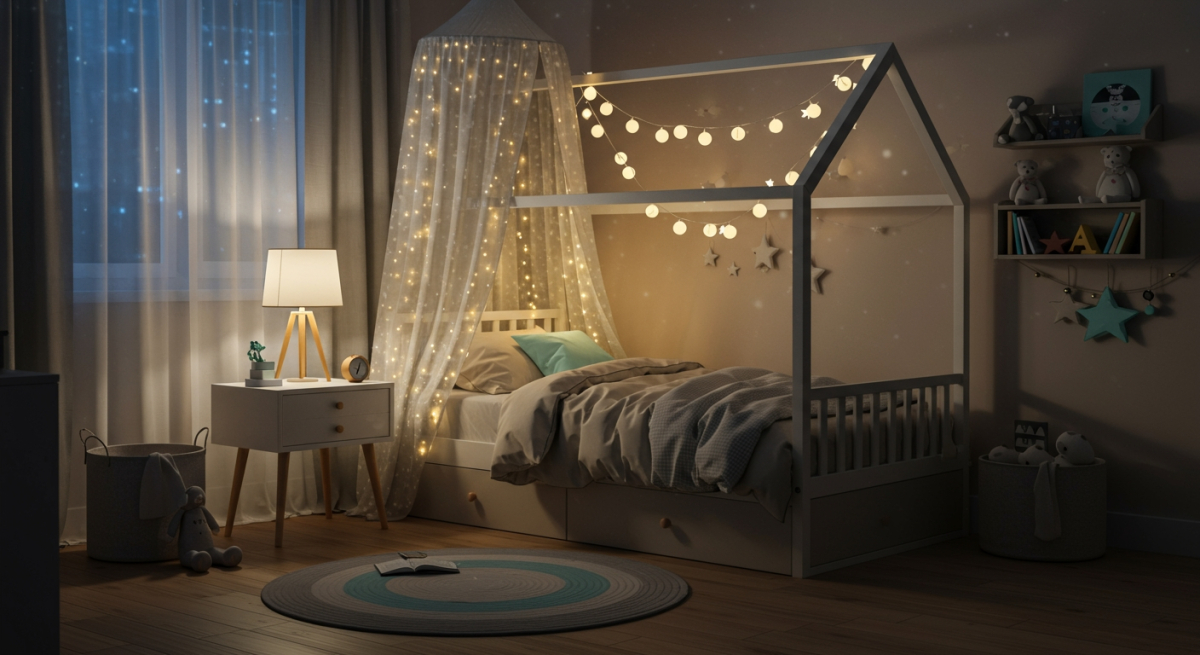 Osvětlení dětského pokoje pomocí LED řetězů