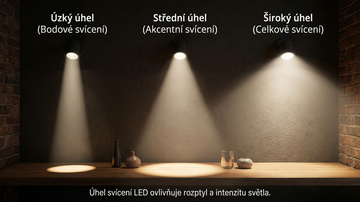 Porovnání úhlů svitu v LED osvětlení