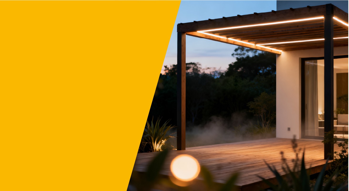 Pergola osvětlená LED pásky s krytím IP44